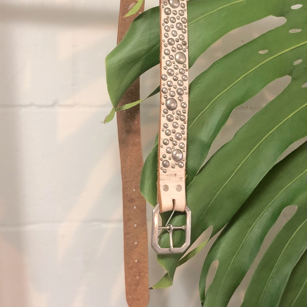 Distressed leather studded belt